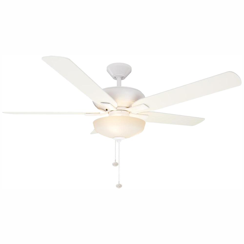 Hampton Bay Holly Springs 52 In Led Indoor Matte White Ceiling Fan With Light Kit