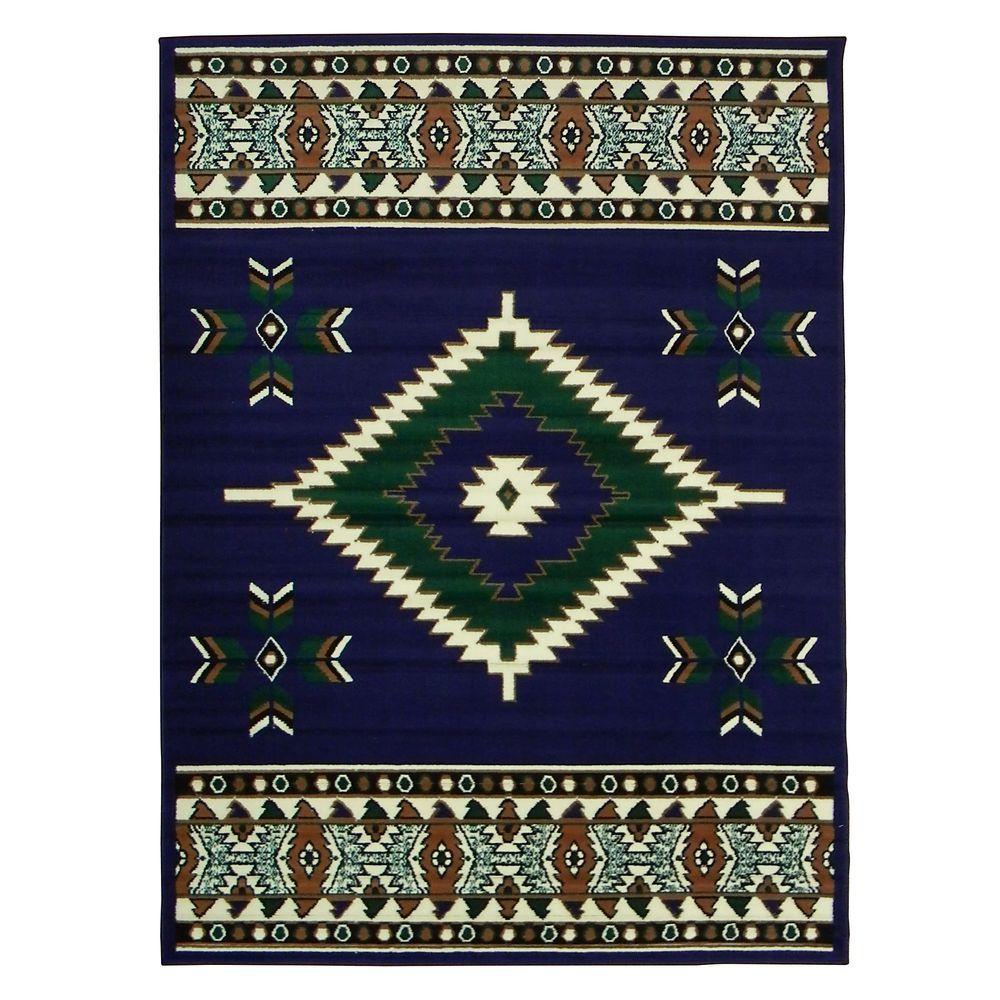 DonnieAnn TajMahal Southwestern Design Navy Blue 5 ft. 2 in. x 7 ft. Indoor Area RugTJSW2NV