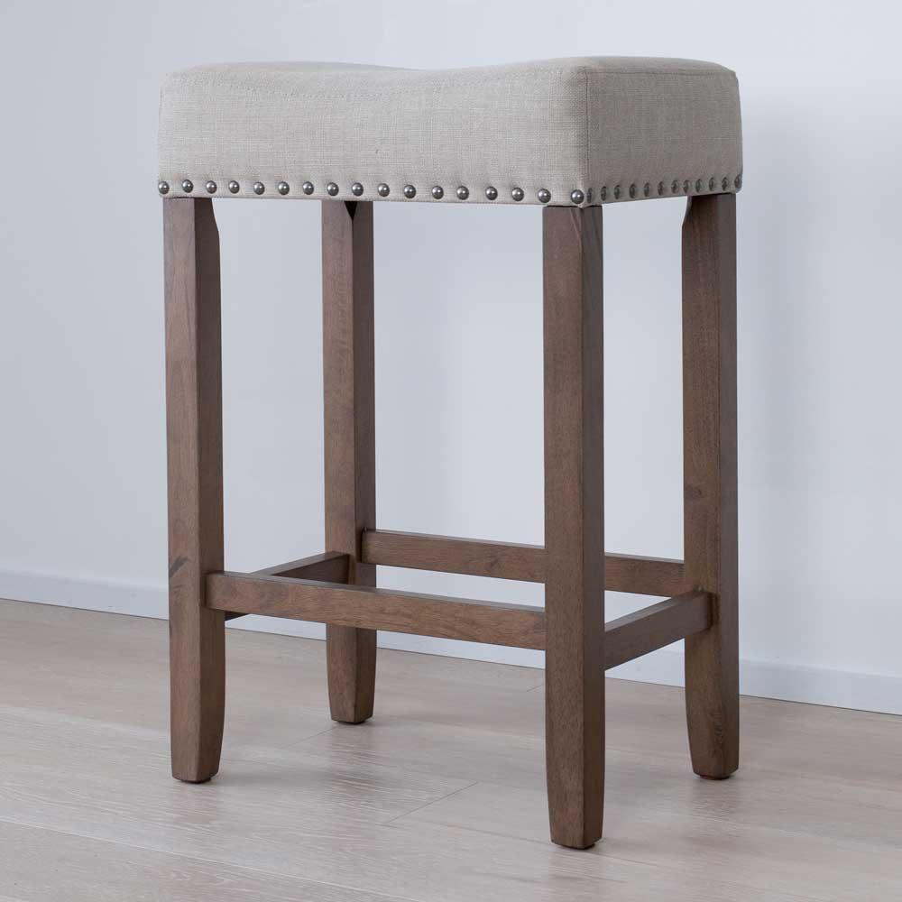 Nathan James Hylie Nailhead 24 In Dark Sand And Beige Cushioned Bar Nathan James Hylie Nailhead 24 In Dark Sand And Beige Cushioned Bar Stool