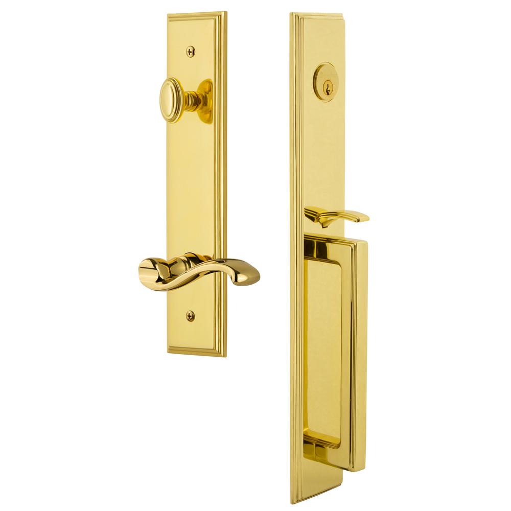 Grandeur Carre Lifetime Brass 1 Piece Door Handleset With D Grip