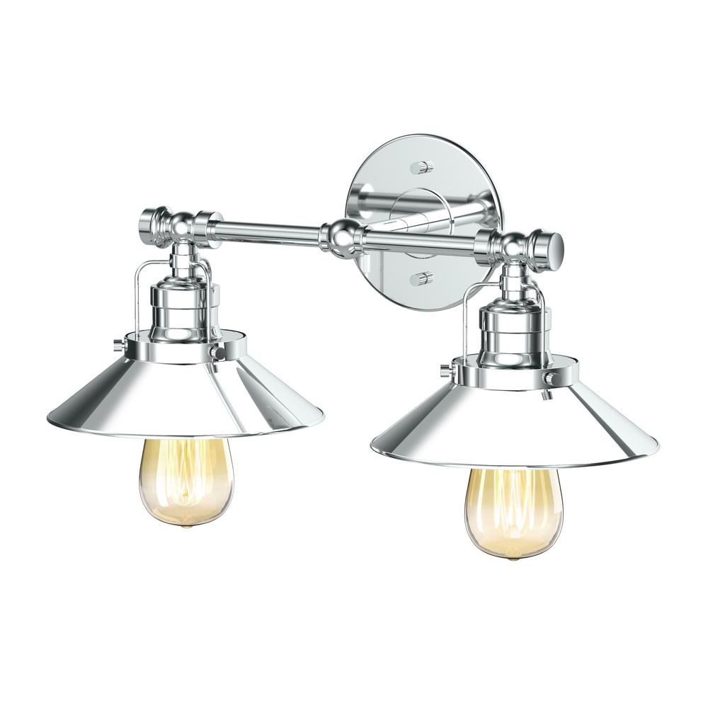 Gatco Modern Farmhouse Retro 2 Light Chrome Metal Sconce Gatco Modern Farmhouse Retro 2 Light Chrome Metal Sconce