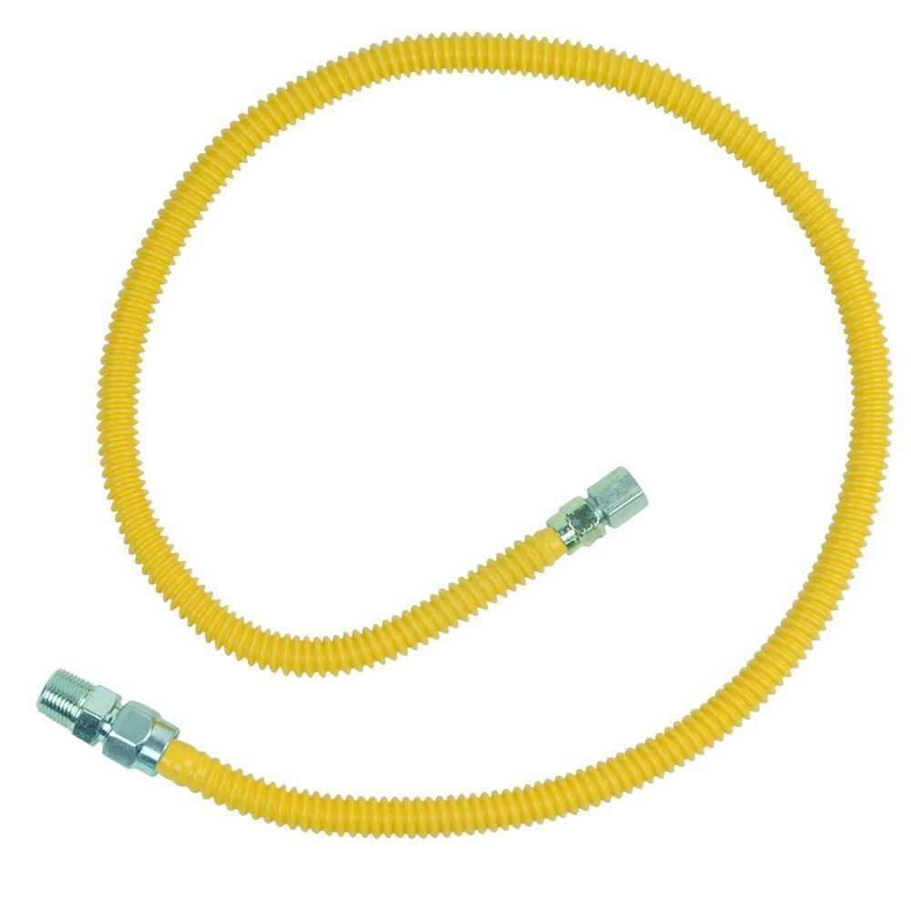 Black//Stainless Steel Flextron FTGC-BC38-18J 18 Flexible Epoxy Coated Gas Line Connector with 1//2 Outer Diameter and 3//8 Fip x 1//2 Mip Fittings