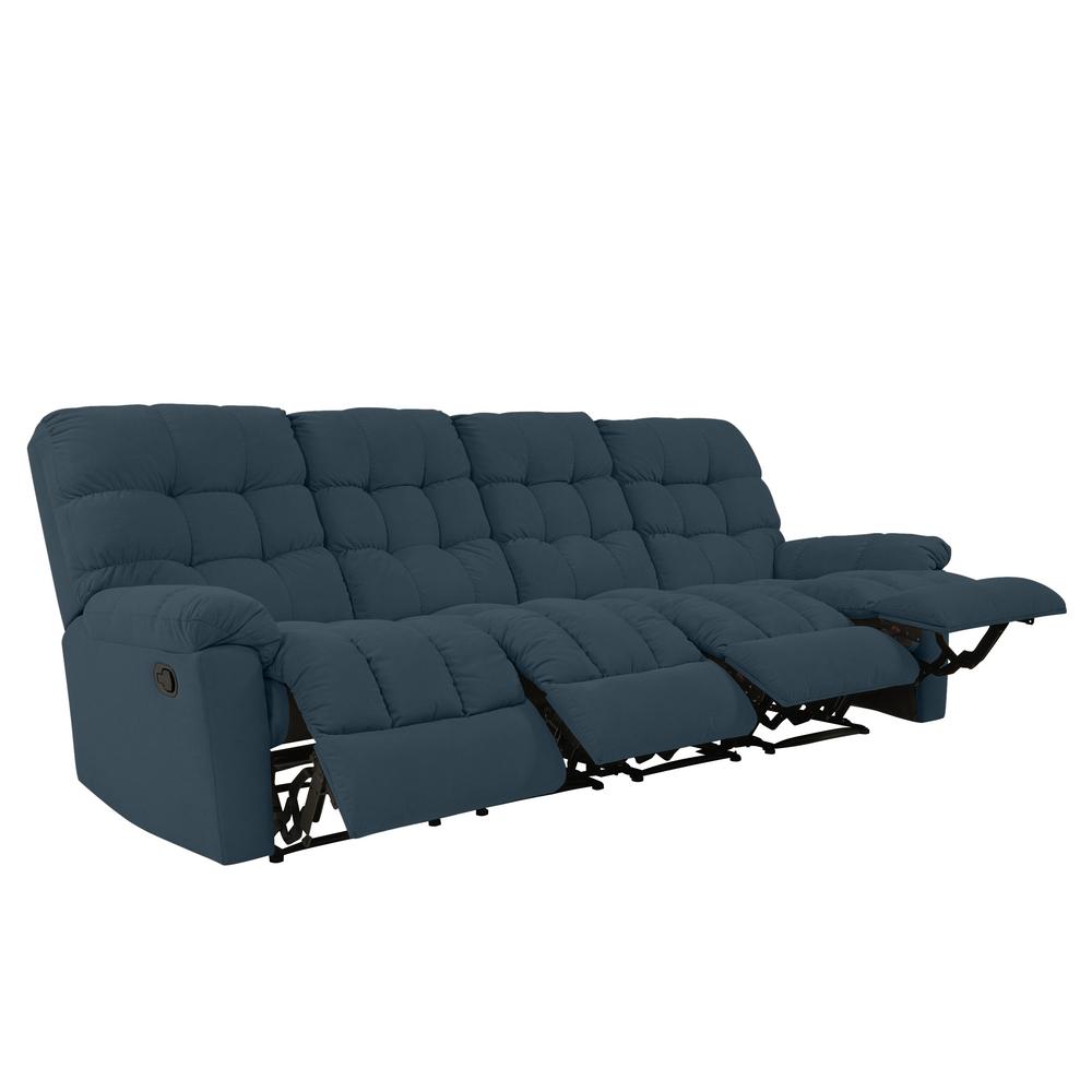 Prolounger 4 Seat Tufted Recliner Sofa In Caribbean Blue Plush Low 4 Seat Tufted Recliner Sofa In Caribbean Blue Plush Low Pile Velvet