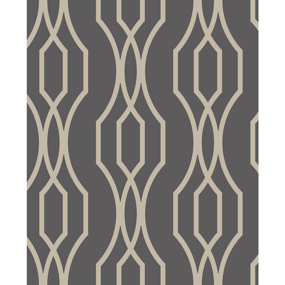 8 In X 10 Coventry Charcoal Trellis Wallpaper Sample