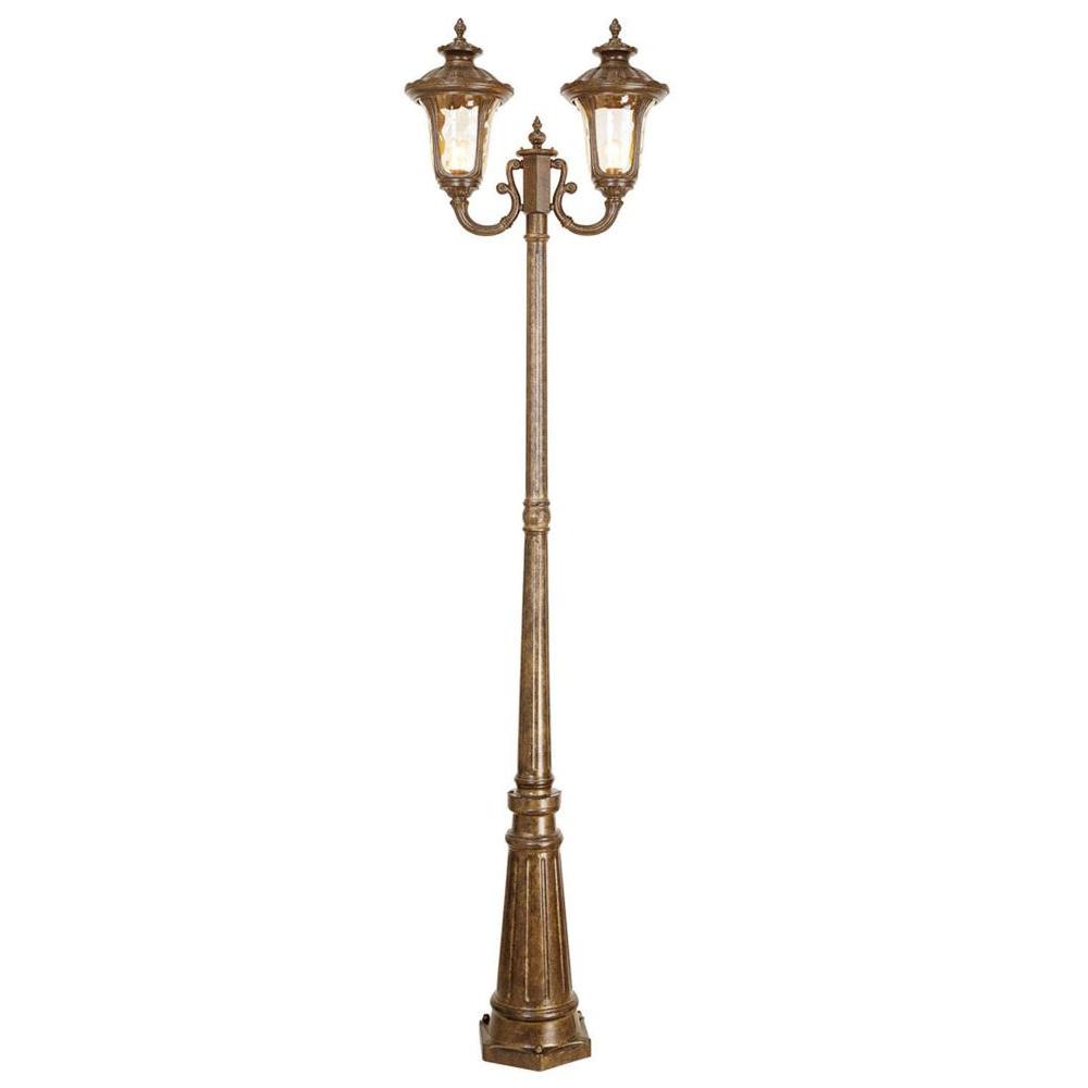 Brass Gold Post Lighting Outdoor The Home Depot 2 Light Outdoor Moroccan Gold Incandescent