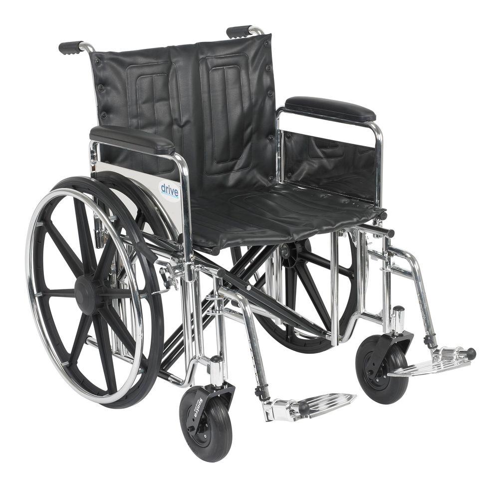 Drive Sentra Extra Heavy Duty Wheelchair with Detachable Full Arms and SwingAway Footrest