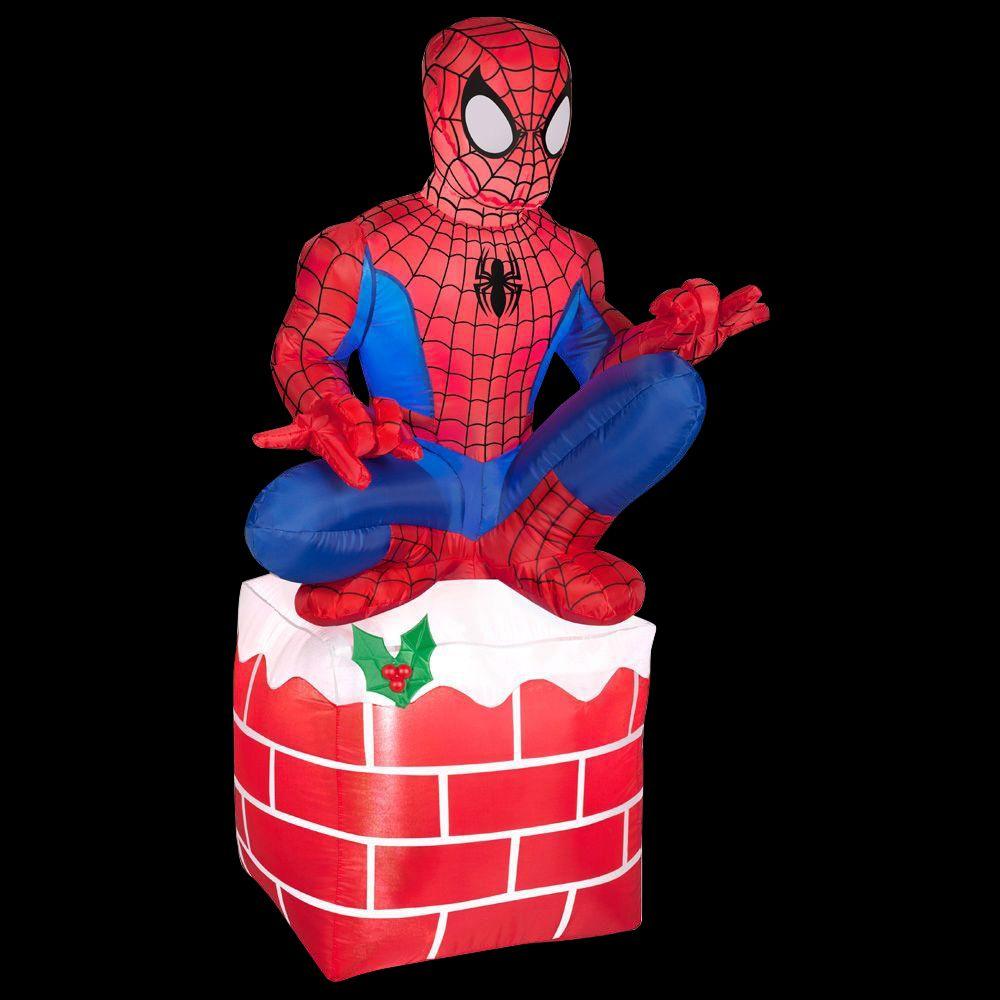 Gemmy 3.5 ft. LED Inflatable Outdoor SpiderMan Sitting on Chimney