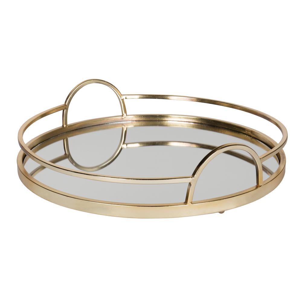 Kate and Laurel Naples Gold Decorative Tray-210927 - The Home Depot
