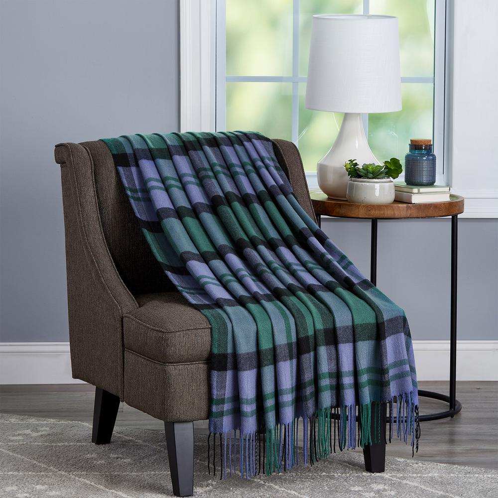 Lavish Home Evergreen Green And Blue Throw Blanket 66hd Throw020 The Home Depot