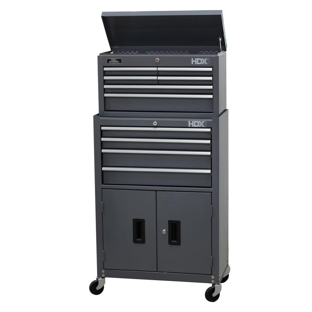 HDX 24 in. 10Drawer Tool Chest and Rolling Tool Set, GreyC