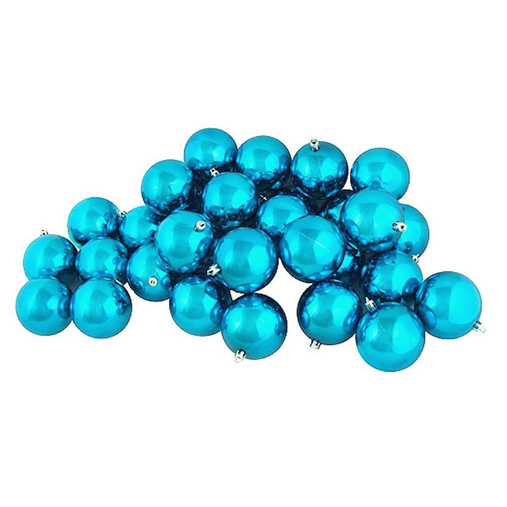 Northlight 32 Count Shatterproof Matte Turquoise Blue Christmas Ball Ornaments 3.25