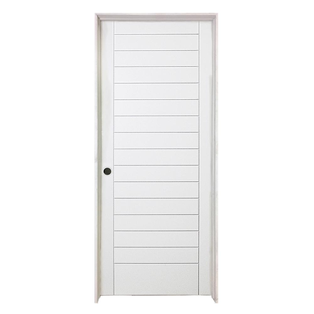 Steves and Sons 30 in. x 80 in. Stacked Primed White Barn Door Style ...