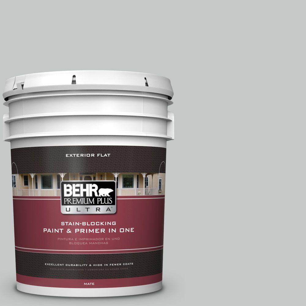 BEHR Premium Plus Ultra 5gal. 790C2 Silver Drop Flat Exterior Paint