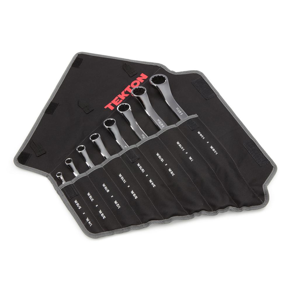TEKTON 1/4 11/4 in. 45° Offset Box End Wrench Set with Pouch (8
