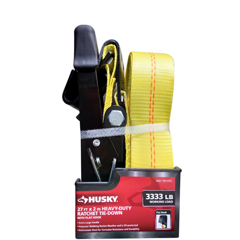 Husky FH0843 27 x 2 Heavy Duty Ratchet Tie-Down with J Hook
