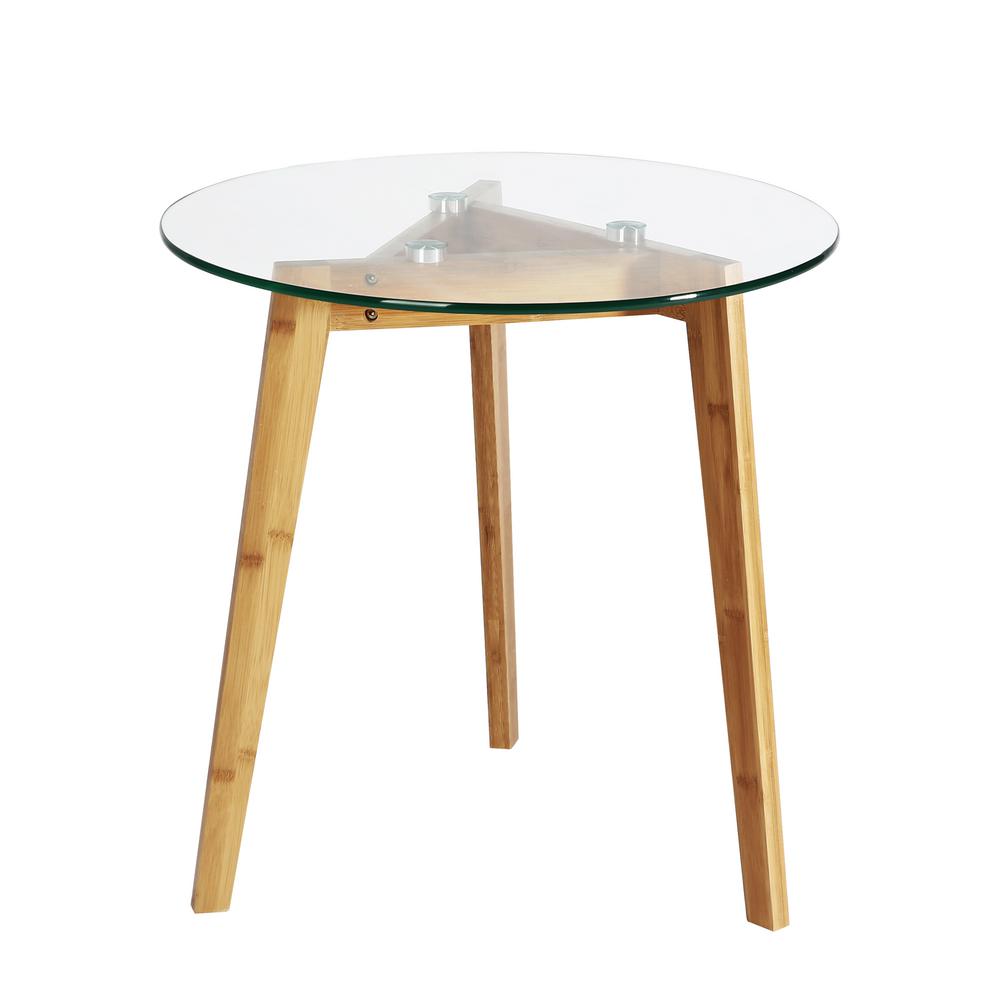 Modern Round Clear End Tables Accent The Home Depot Costanoa Clear Natural Gl Side Table