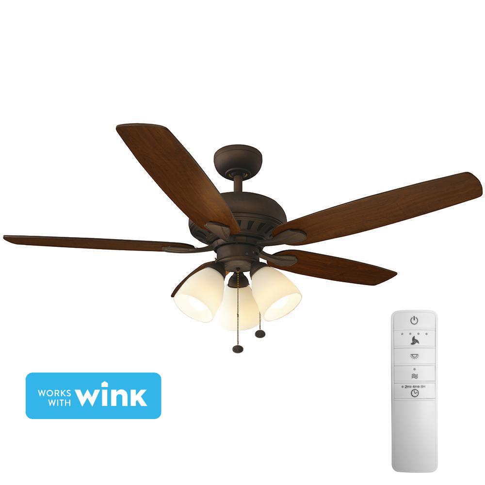 Hampton Bay Rockport 52 In Led Indoor Oil Rubbed Bronze Smart Hampton Bay Rockport 52 In Led Indoor Oil Rubbed Bronze Smart Ceiling Fan With Light