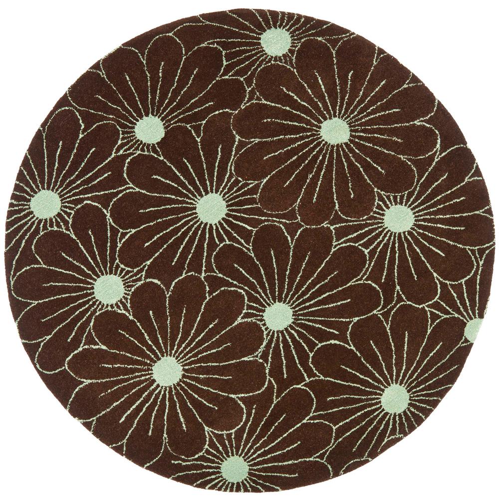 Safavieh Soho Brown/Teal 6 ft. x 6 ft. Round Area Rug-SOH768C-6R - The