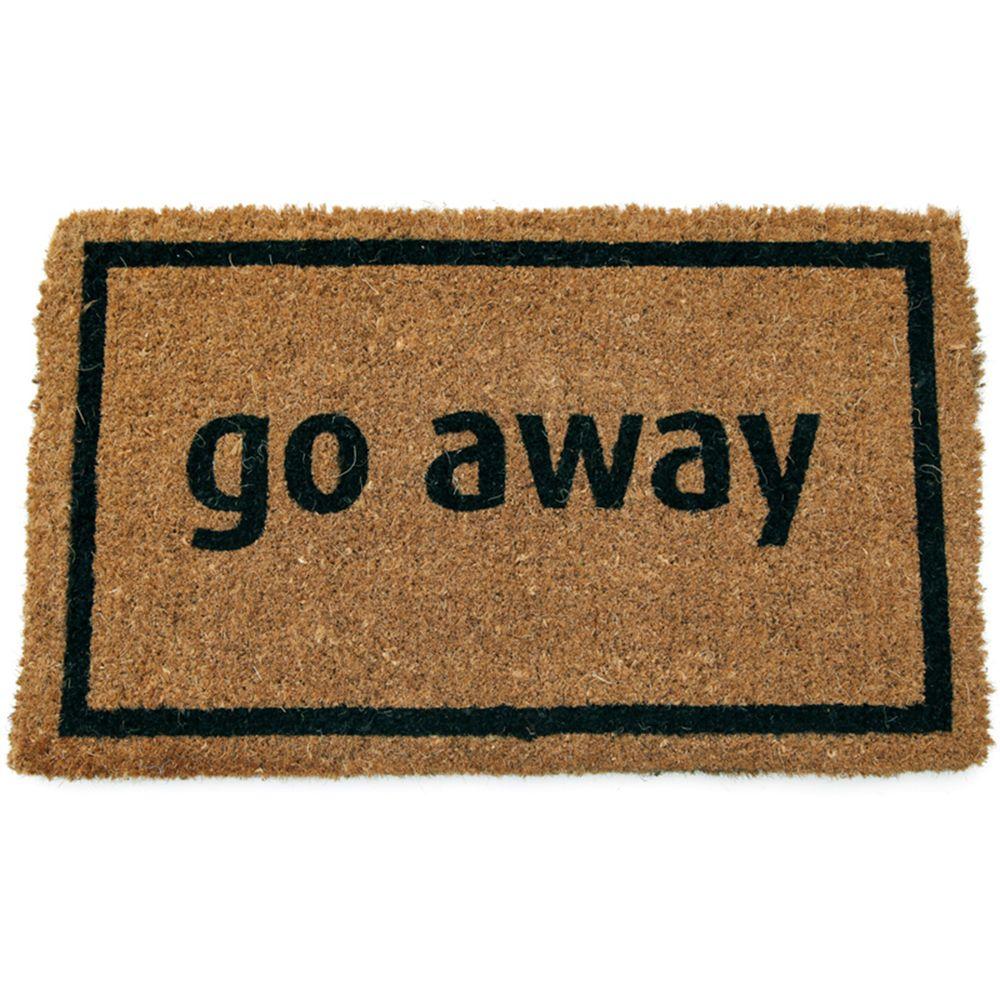 Entryways Go Away Black 17 inch x 28 inch Non Slip Coir Door Mat by Entryways