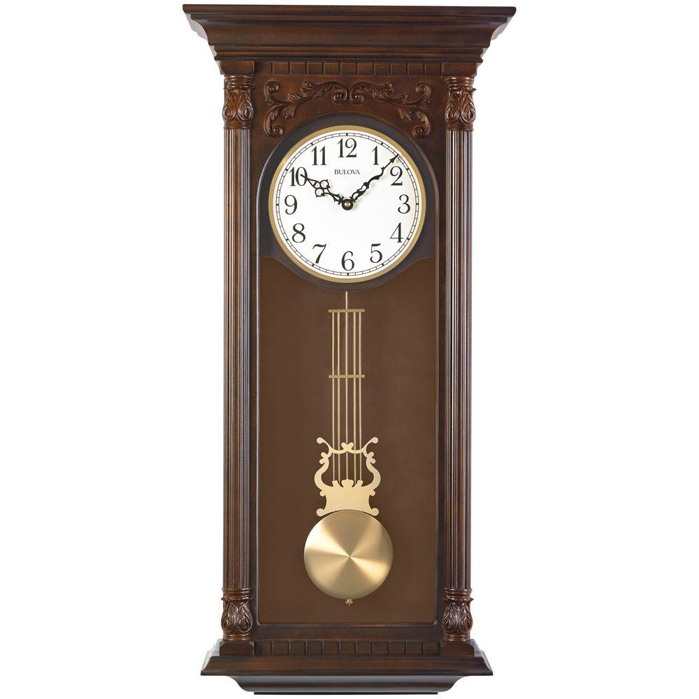 Bulova 33.75 in. H x 16 in. W Pendulum Chime Wall Clock-C3514 - The ...