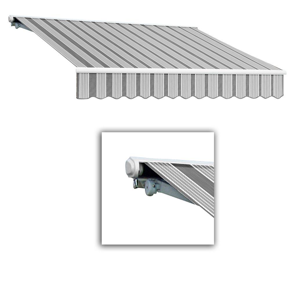 Black//White Key West Full Cassette Left Motorized Retractable Awning 12 ft 120 in. Projection