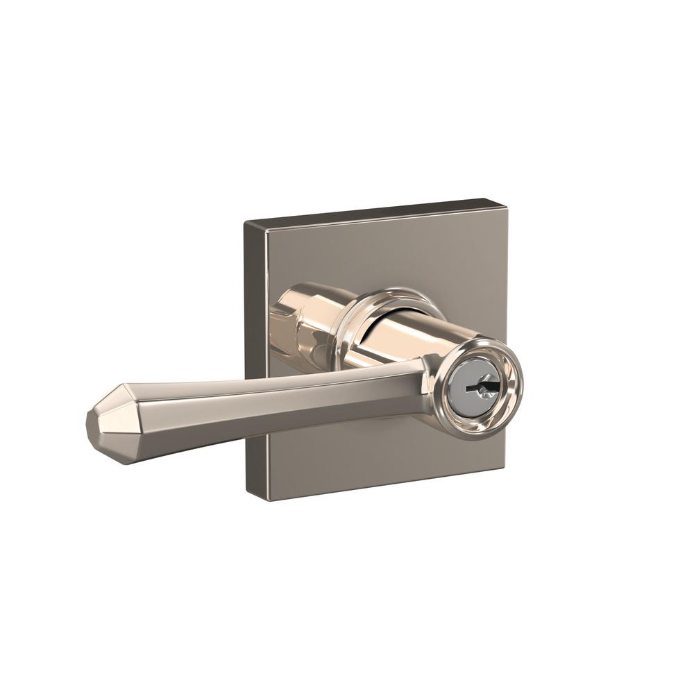 Schlage Custom Dempsey Polished Nickel Collins Trim Keyed Door Lever ...