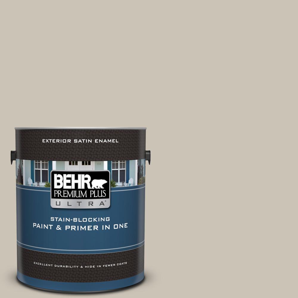 BEHR Premium Plus Ultra 1 gal. PPU508 Sculptor Clay Satin Enamel Exterior Paint and Primer in