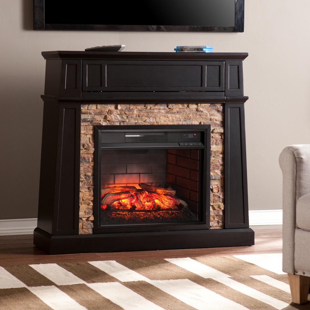 Southern Enterprises Buffalo 44 25 In Faux Stone Infrared Media Electric Fireplace Tv Stand Black