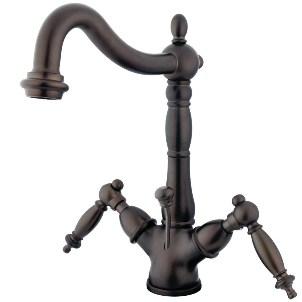 Kingston Brass KB715AXSP Victorian Küchenarmatur Mit Brause – Ölgeriebene Bronze, Aus Massivem Messing