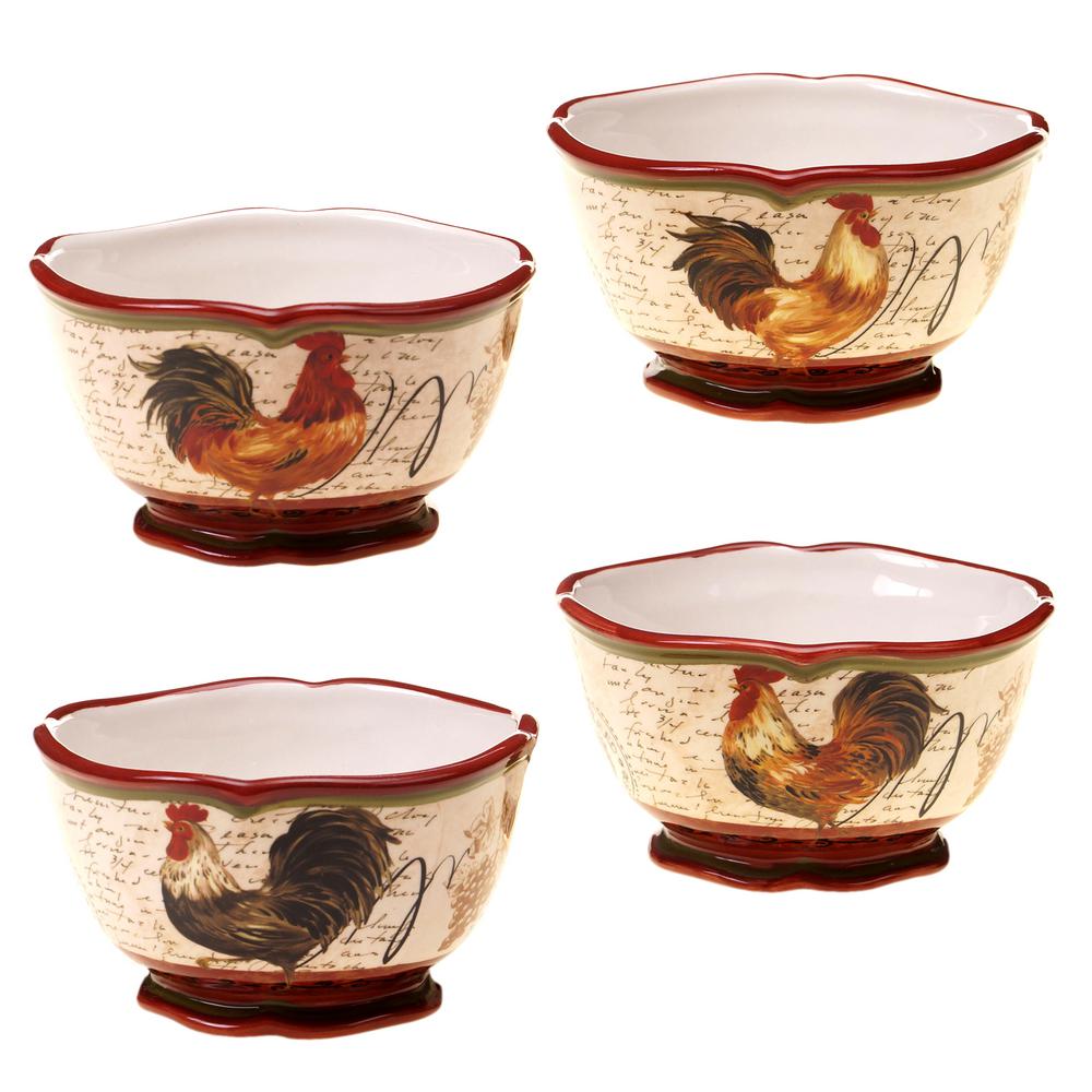 Certified International Tuscan Rooster Soup//Cereal Bowls Assorted Designs Set of 4 by Certified International 8.75-Inch