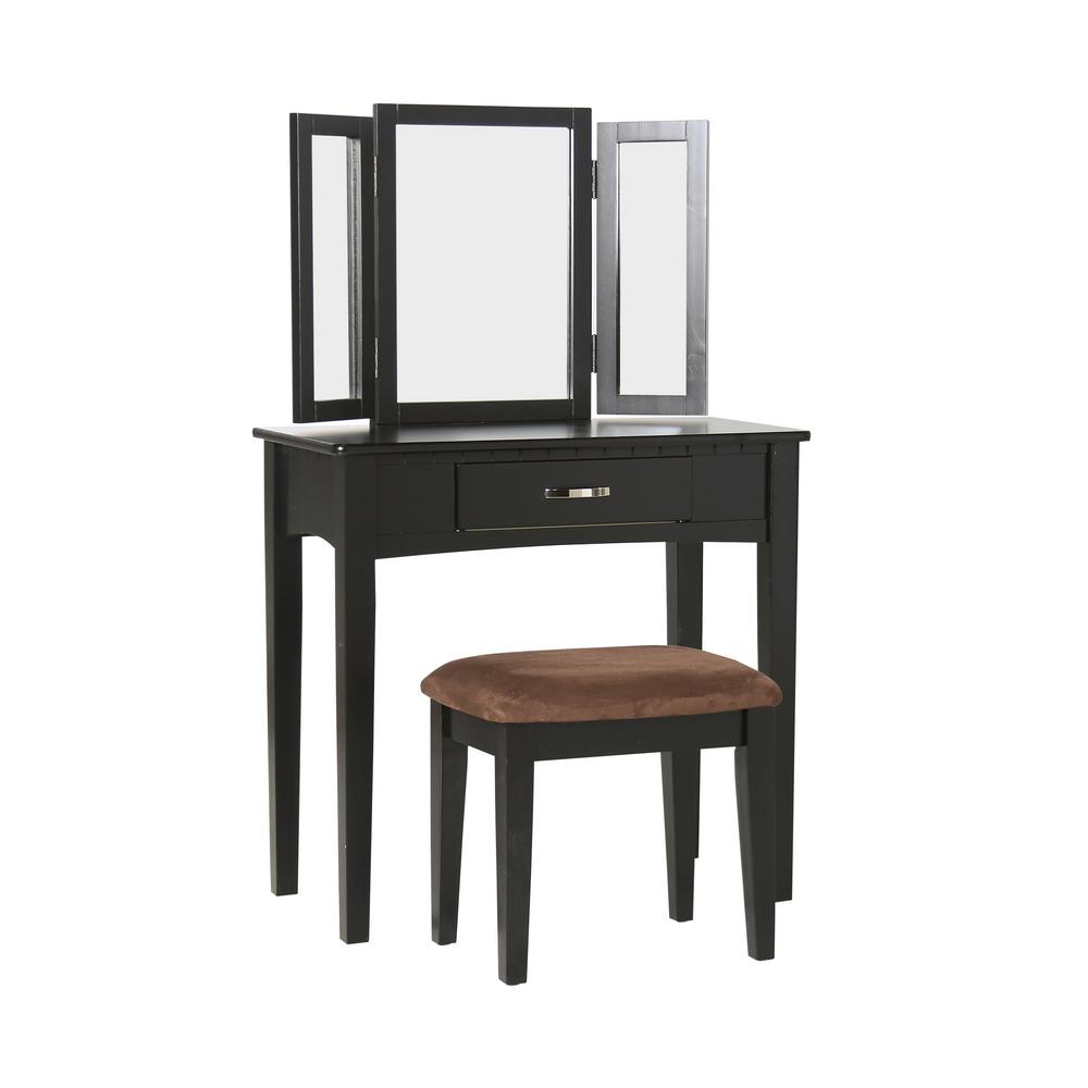 Dalorry 2 Piece Black Vanity Set