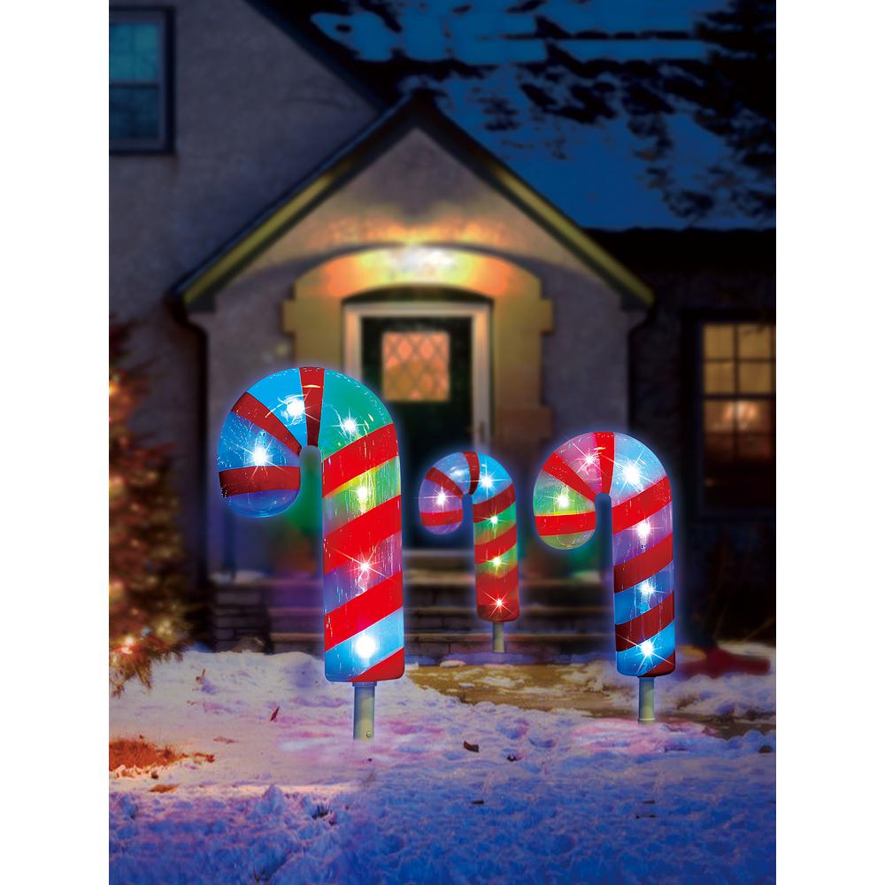 Remote Control Outdoor Decorations Color Blast Remote Controlled Rgb Led Candy Cane Pathway Markers 3