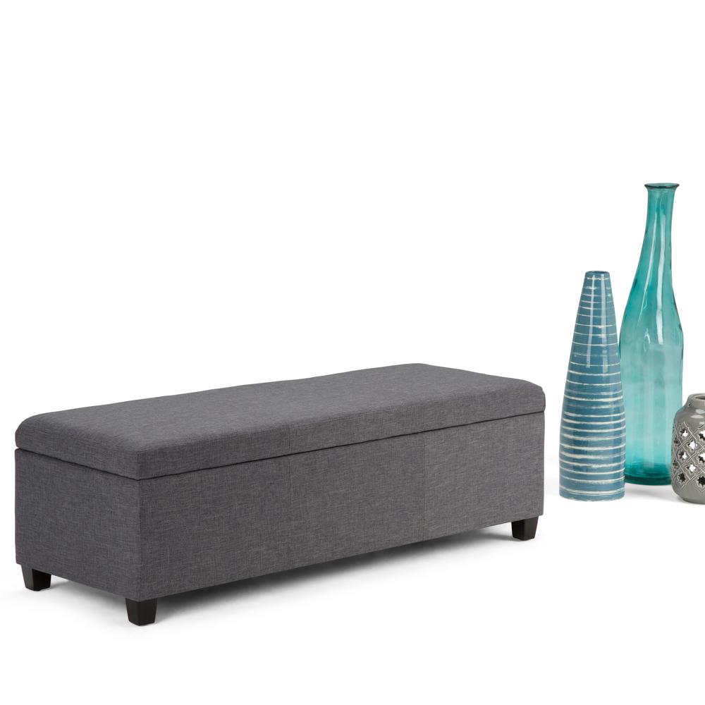 Simpli Home Avalon Slate Grey Storage Bench-AXCF18-GL - The Home Depot