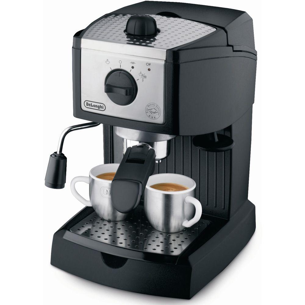 EC155 15-Bar Black and Silver Espresso Machine and Cappuccino Maker
