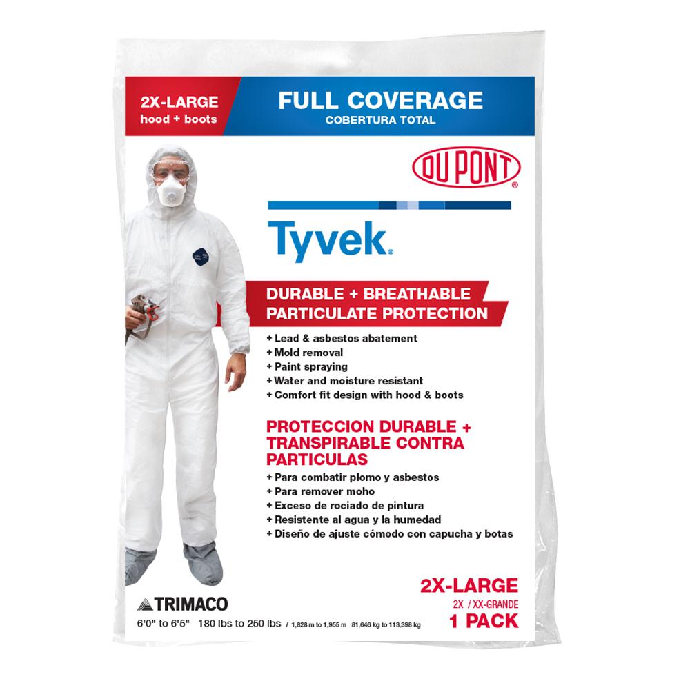 TRIMACO DuPont Tyvek Unisex 2 XL Painters Coverall with Hood and Boots