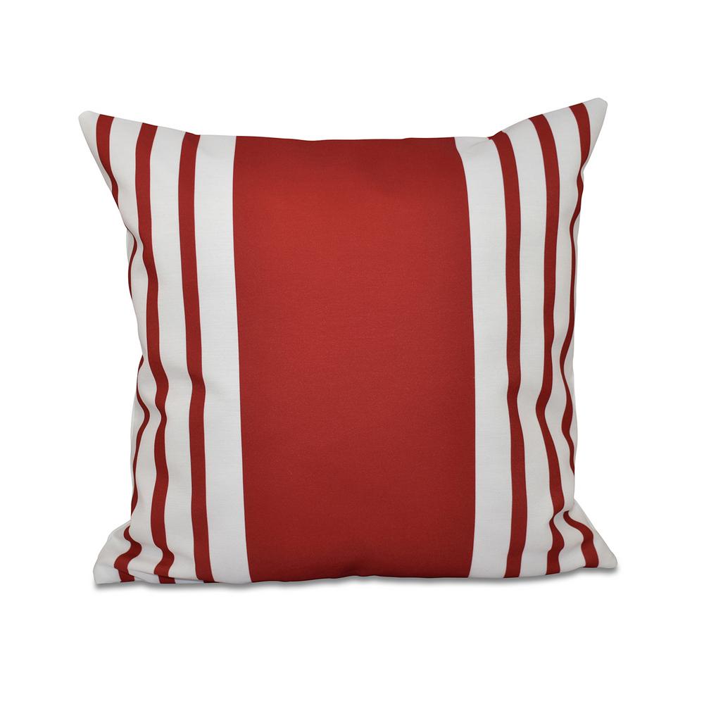 Big And Bold Red Striped 16 In X 16 In Throw Pillow Psn8r1 16