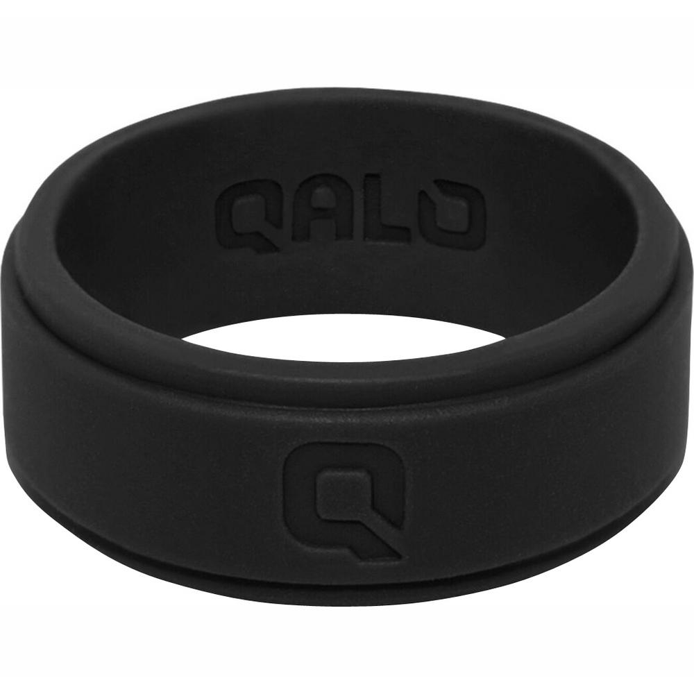 QALO Men’s Black Step Edge Q2X Silicone Wedding RingQSMSB09 The