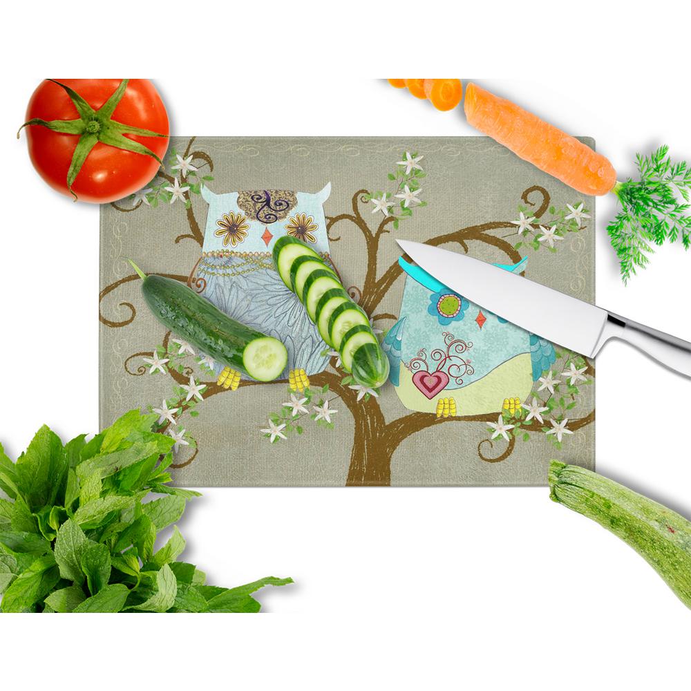 Carolines Treasures PJC1094LCB The Friendly Ladies Owl Glass Cutting Board Multicolor Large