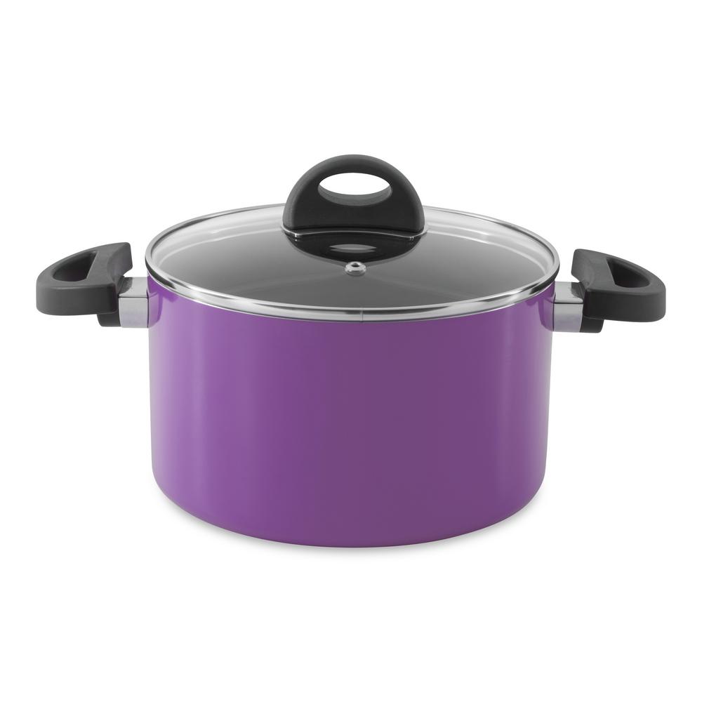 BergHOFF Eclipse 4.9 Qt. Aluminum NonStick Purple Stock Pot with Lid3700146 The Home Depot