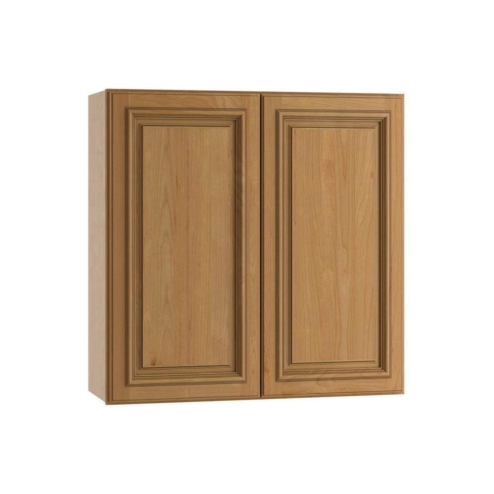 Home Decorators Collection Clevedon Assembled 33x30x12 In Double Door Wall Kitchen Cabinet Toffee Glaze