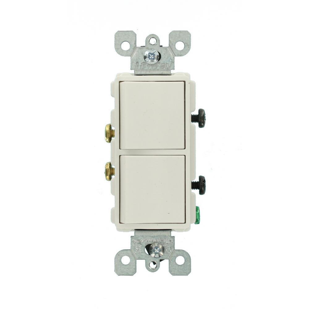 Leviton Decora 15 Amp Single Pole Dual Switch  White