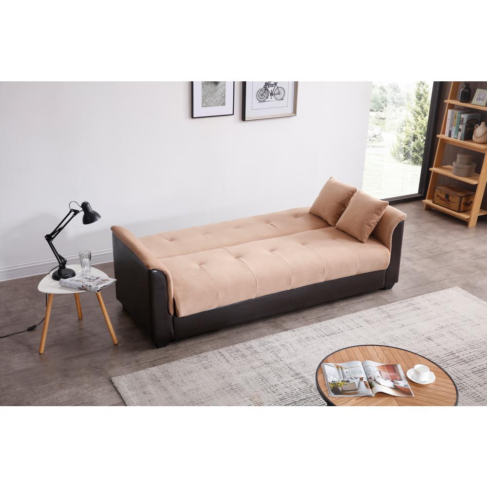 Unbranded Tan Champion Futon Sofa Bed With Storage 72016 06tn The Home Depot