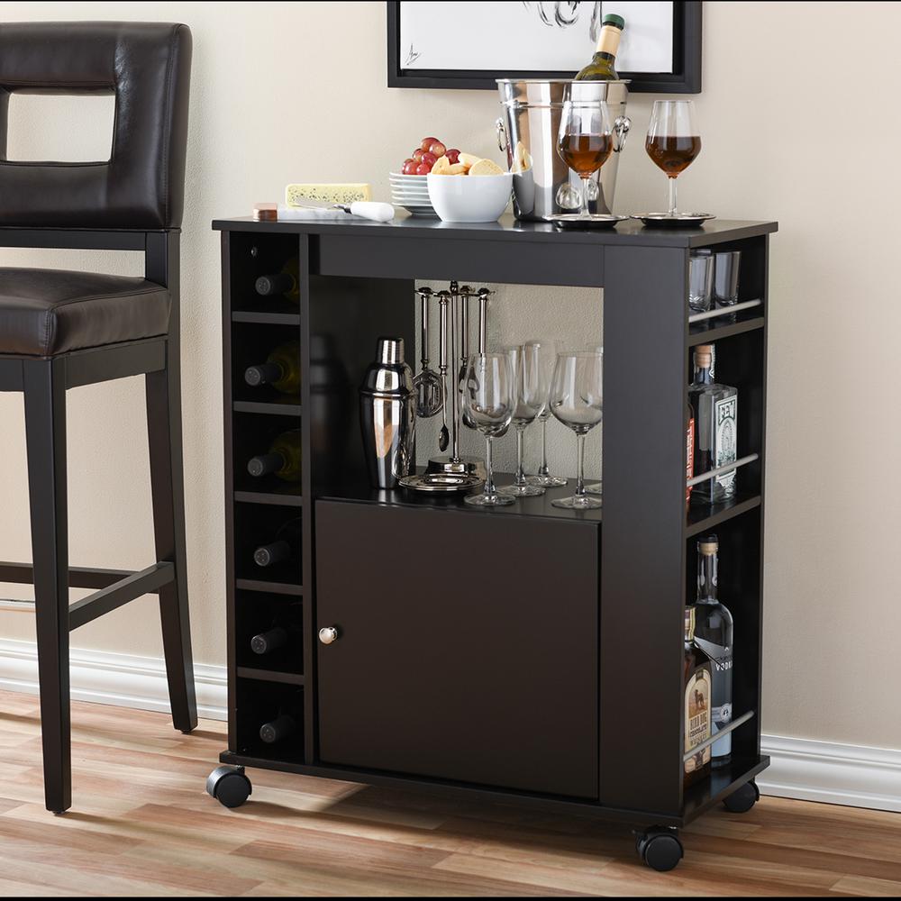 Baxton Studio Ontario Dark Brown Wine Cart with Storage-28862-6633-HD ...