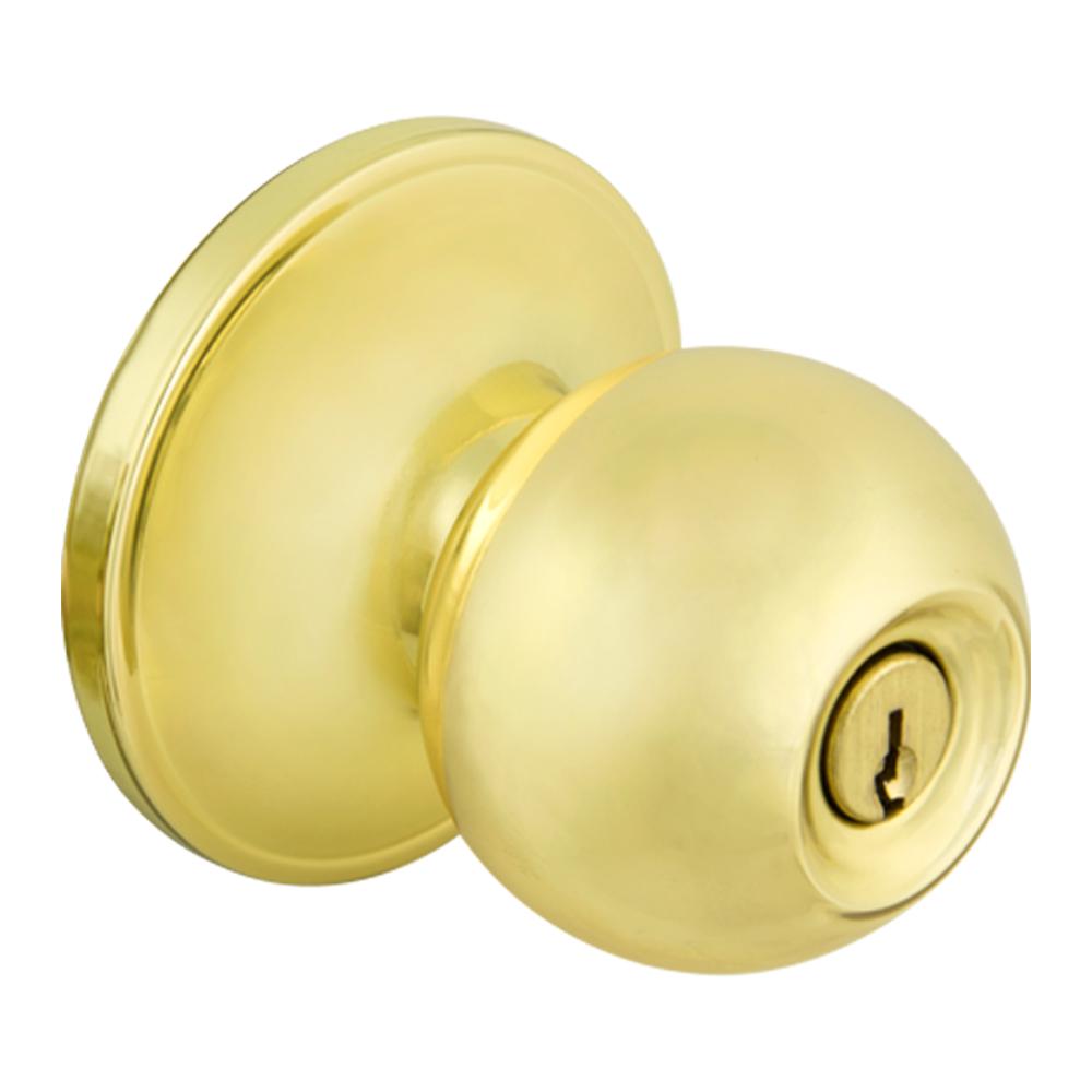 BALL KNOB KEYED ENTRY DOOR LOCK POLISHED BRASS GRADE 2-2-3//8/" Backset