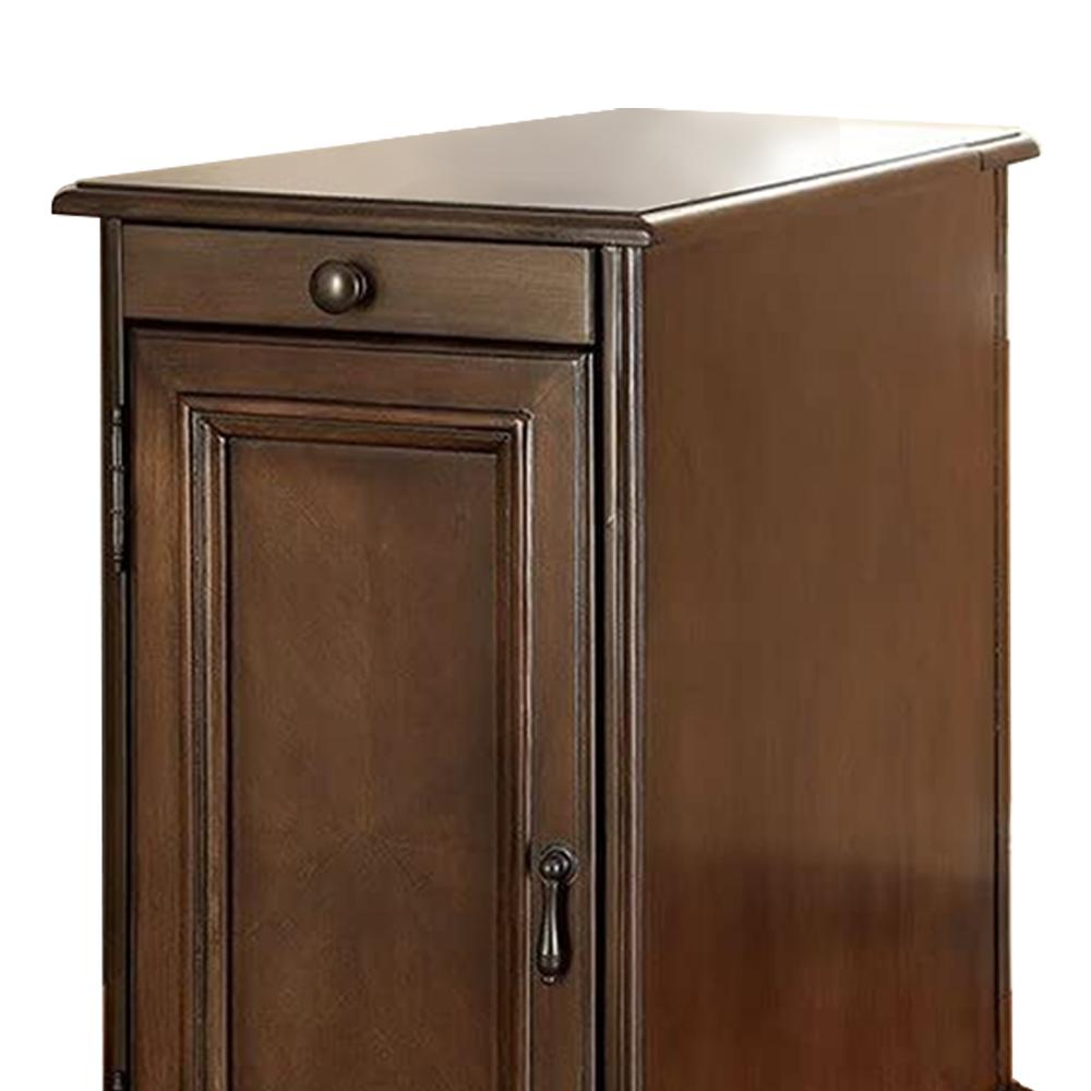 Unbranded Lilith I Side Table With Built In Usb Outlet Pull Out Cup Holder And Storage Cabinet In Gray Finish Cm Ac171gy The Home Depot