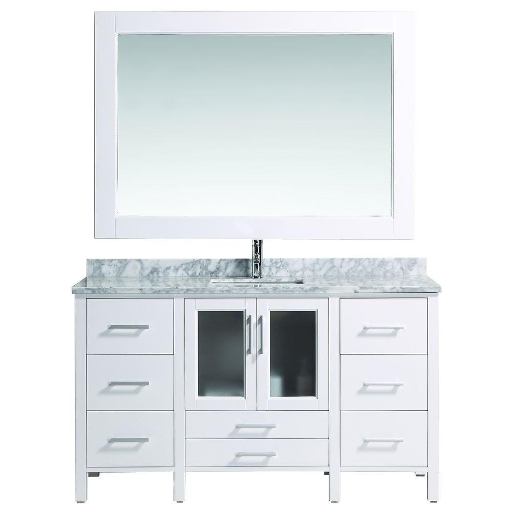 Design Element 60 Inch Vanities Bathroom Bath The Stanton 60 In W X 22 D Vanity White With Marble