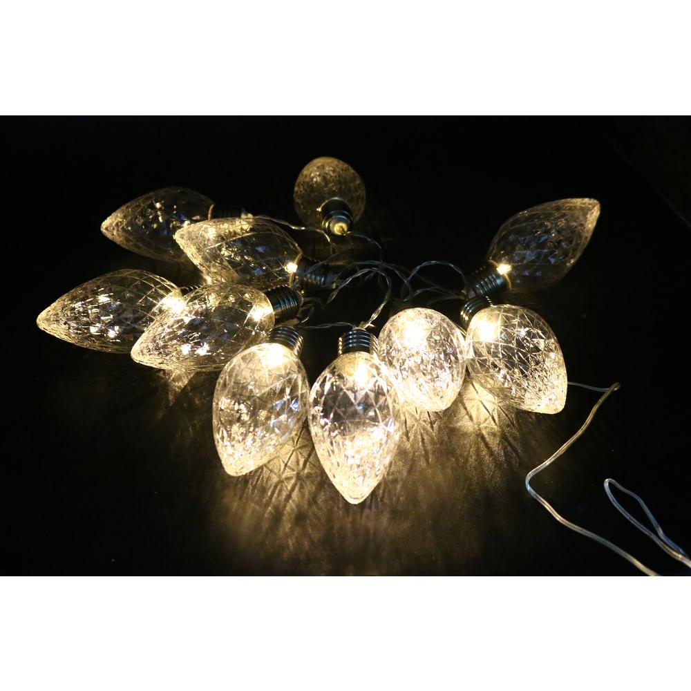 Alpine 10Light LED Light Bulbs Faceted Clear Decorative String Lights