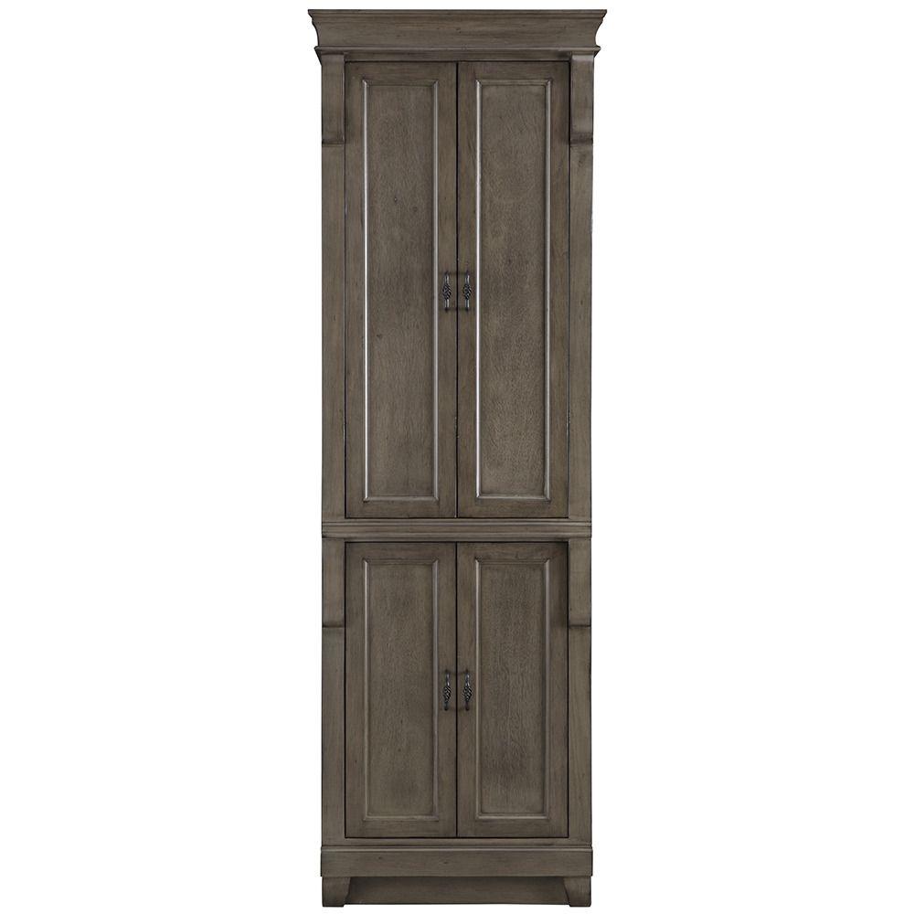 Home Decorators Collection Naples 24 In W X 74 In H X 17 In D Bathroom Linen Cabinet In Distressed Grey Nadgl2474 The Home Depot