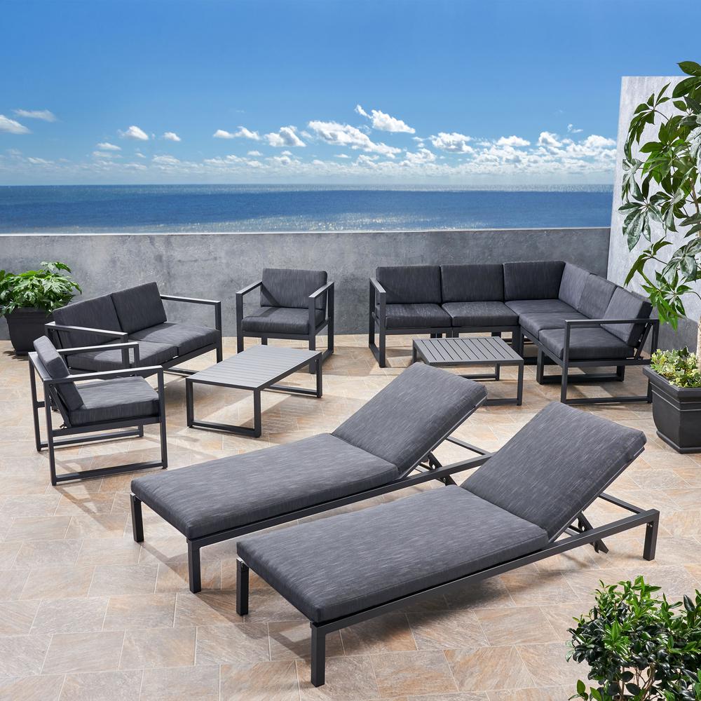 Noble House Navan Black 12 Piece Aluminum With Mesh Patio Conversation Sectional Seating Set Dark Grey Cushions 68639 The Home Depot - Mesh Patio Furniture Set Noble House Navan Black 12 Piece Aluminum With Mesh Patio Conversation Sectional Seating Set Dark Grey Cushions 68639 The Home Depot - Mesh Patio Furniture Set