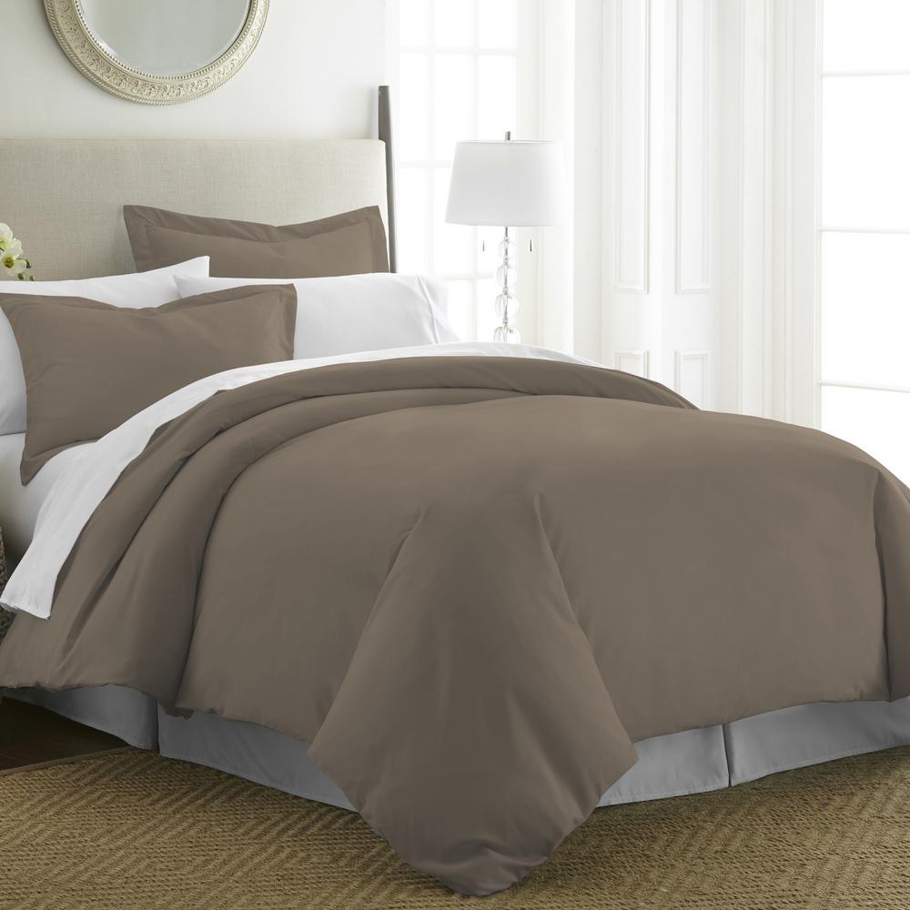 Becky Cameron Performance Taupe Queen 3 Piece Duvet Cover Set Ieh